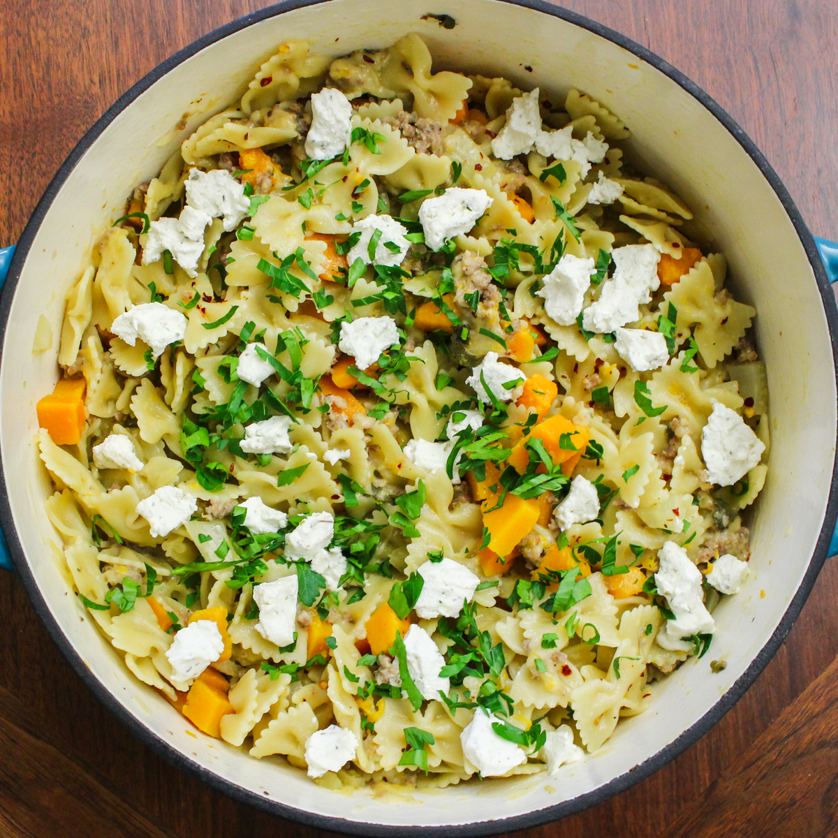 Butternut Squash Goat Cheese Pasta