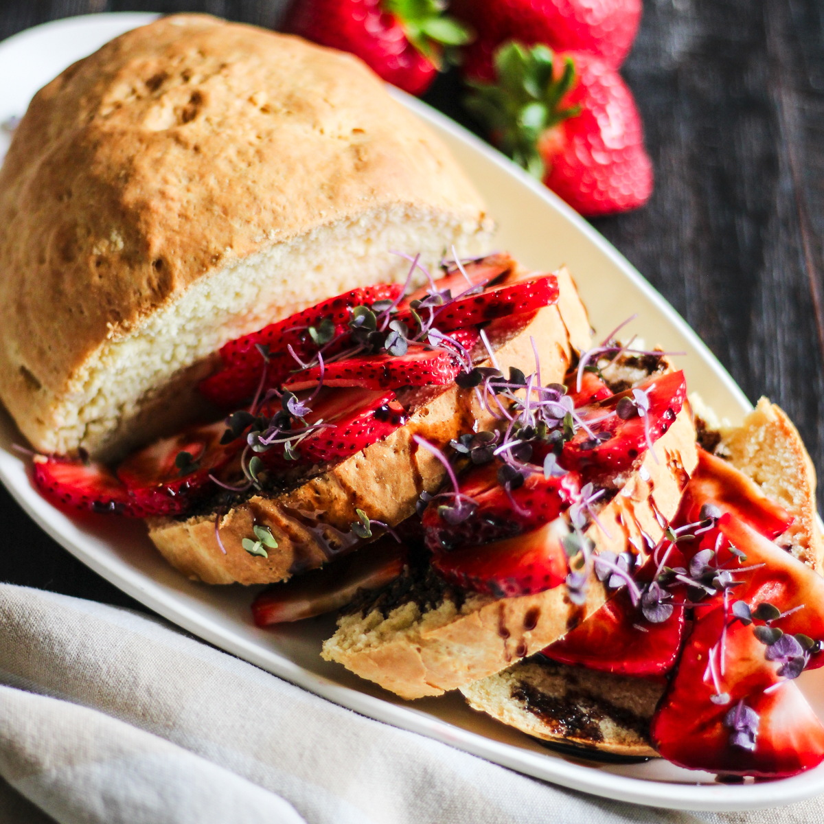 Yogurt Bread with Fresh Strawberries