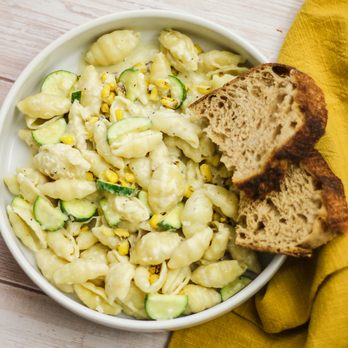 Corn and Zucchini Pasta