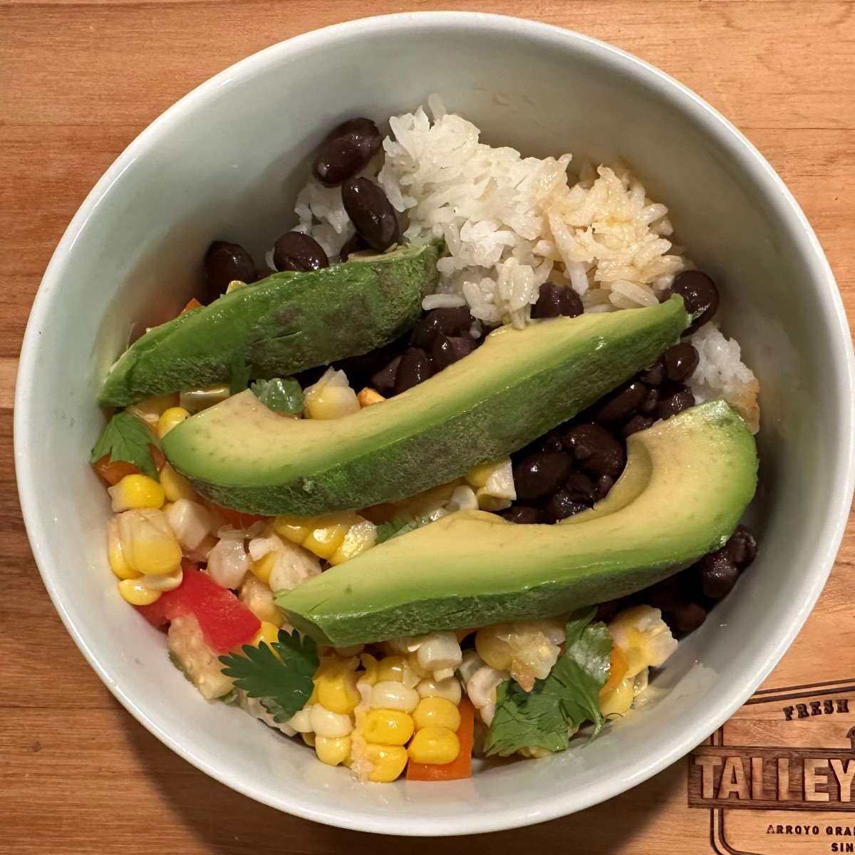 Corn, Tomato, Avocado, and Rice Bowl